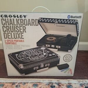 Crosley Bluetooth Chalkboard Cruiser Portable Turntable - Black and Silver